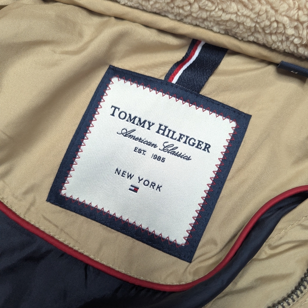 TOMMY HILFIGER Quilted Hooded Cargo Pocket Coat Sz M - Picture 8 of 11